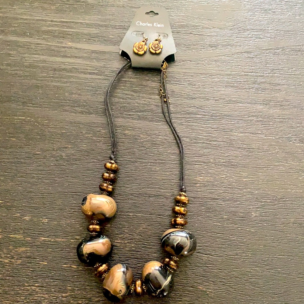 Chunky Brown Necklace Set